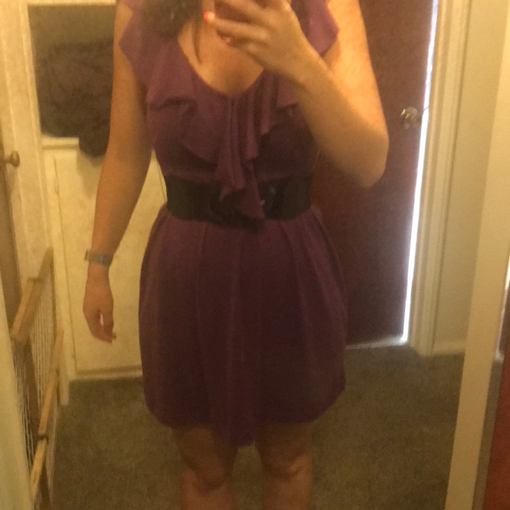 Purple belted summer dress